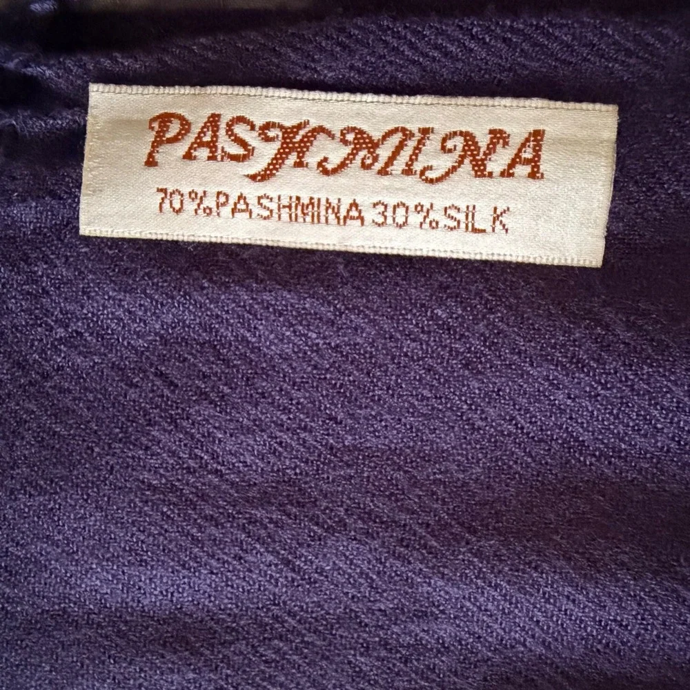 Pashmina Women's Silk Blend Scarf Wrap Navy Solid Fringe Shawl 70x27‎